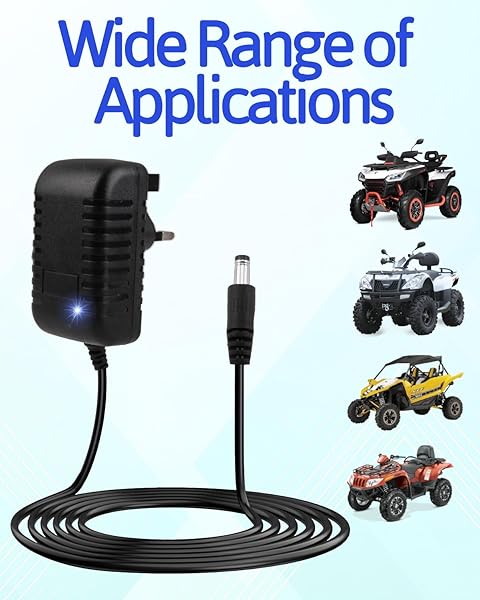 12V Charger for Ride on Car, 12 Volt Battery Charger for Kids Electric Car Quad Bike SUV Motorcycle ATV Ride Ons Accessories, Sports Car, Jeeps Battery Supply Power Adapter - Image 3