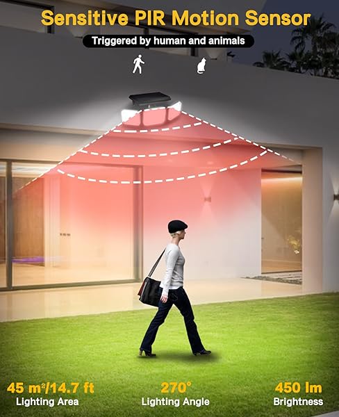 138 LED Solar Lights Outdoor, Motion Sensor Security Light with 270° Wide Angle, 3 Lighting Models, IP65 Waterproof Solar Powered Wall Light for Garage, Front Door, Yard, Wall, Garden (2 Pack) - Image 8