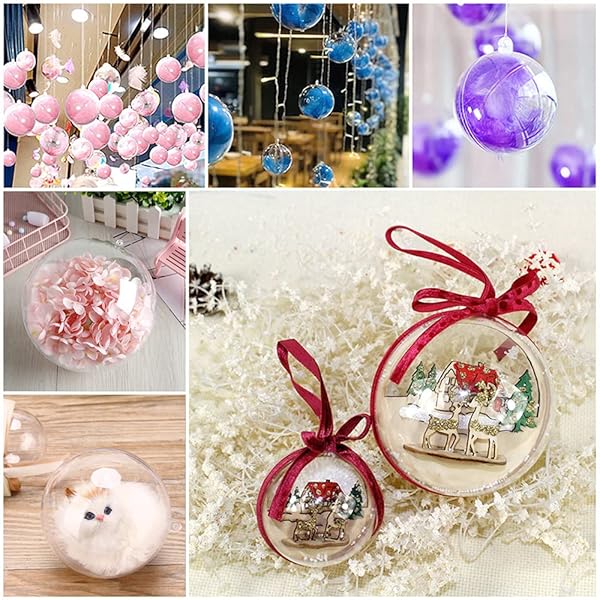 20 PCS Clear Fillable Ornaments Ball, Indoor Christmas Decorations, DIY Plastic Christmas Tree Decorations Balls, 3.15in/80mm Plastic Balls for Gifts, Wedding, Party, Home Decor - Image 6