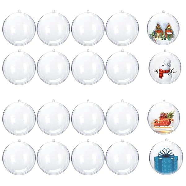20 PCS Clear Fillable Ornaments Ball, Indoor Christmas Decorations, DIY Plastic Christmas Tree Decorations Balls, 3.15in/80mm Plastic Balls for Gifts, Wedding, Party, Home Decor