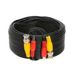50FT Black Premade BNC Video Power Cable Extension Wire for CCTV, Security Camera, DVR, Surveillance System, All in One Plug & Play Cord