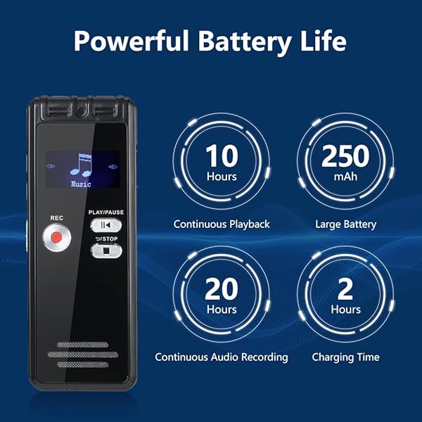 64GB Digital Voice Activated Recorder with Playback - 3072Kbps HD Audio Recorder - Recording Device Tape Recorder with 20H Continuous Recording, A-B Repeat - Recorder for Lectures, Classes, Meetings - Image 6