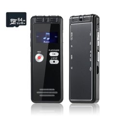 64GB Digital Voice Activated Recorder with Playback - 3072Kbps HD Recording Device - Audio Recorder Tape Recorder with 25H Continuous Recording, A-B Repeat - Recorder for Lectures, Classes, Meetings
