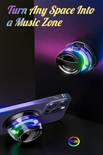 BTMDECOR Magnetic Bluetooth Speaker with RGB Lights, Portable Wireless Speaker, Mini Waterproof Speaker for Shower, Travel, and Outdoor Use, Phone Stand with Speaker Dock (Purple) - Image 4