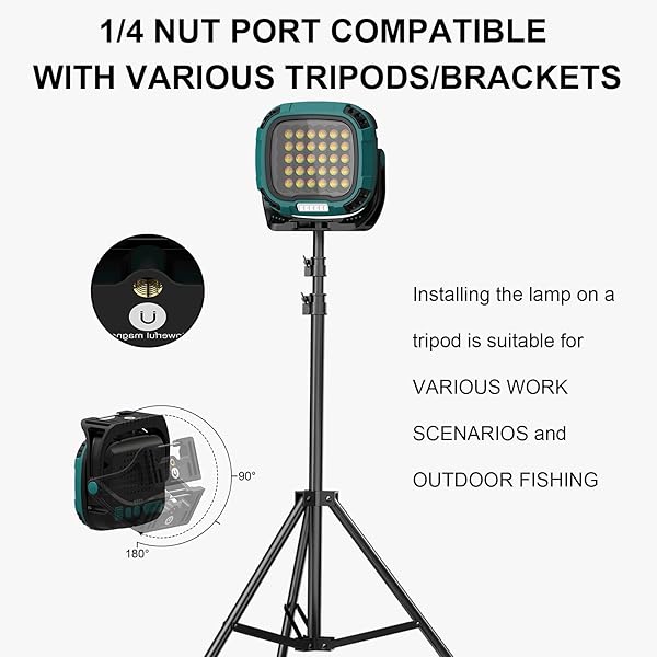 Battery Spotlight, Camping Lamp, Portable, 40 W, 1000 Lumens, Super Bright Rechargeable Searchlight, Dimmable Emergency Light for Power Outages, Camping etc - Image 5