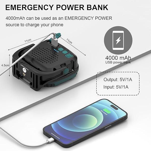 Battery Spotlight, Camping Lamp, Portable, 40 W, 1000 Lumens, Super Bright Rechargeable Searchlight, Dimmable Emergency Light for Power Outages, Camping etc - Image 6