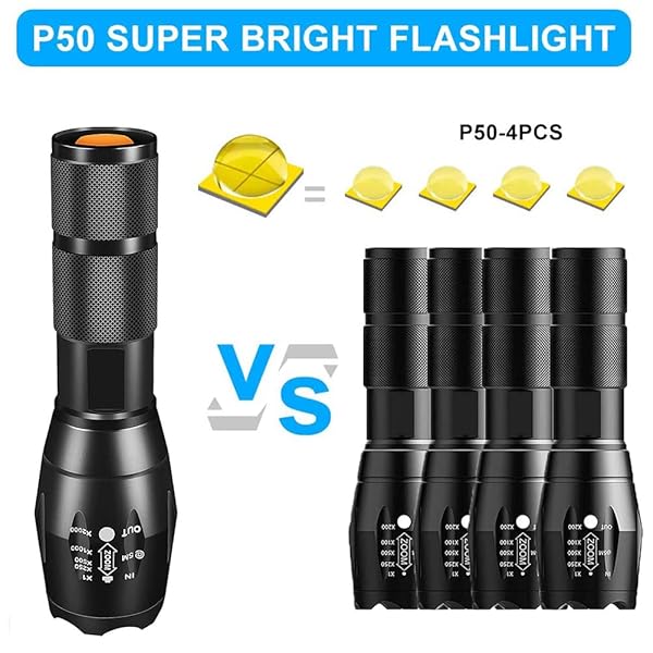 Bright Flashlight Torches, 4 Slot Universal Charger, with 4 Rechargeable Battery & Charger,Adjustable Focus Torch, Smart Charger for Outdoor Camping, Cycling, Night Fishingaily Use With 4-Slot Charger - Image 4