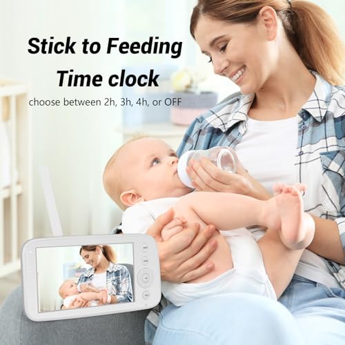 Baby Monitor 5 inch LCD Screen, Pan 360°& Tilt 90° Without WiFi, Two-Way Audio, Infrared Night Vision, 1080P Camera and Lullabies - Image 5