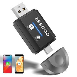 ESSGOO Wireless CarPlay Adapter UK for Apple CarPlay & Android Auto, Converts Wired to Wireless 2-in-1 CarPlay Dongle with USB/Type-C Plug, Compatible with iOS 10+ and Android 11+