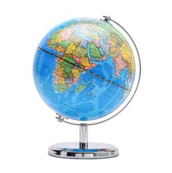 20cm World Globe Political Map - Educational Globes Geographic - Stainless Steel Arc and Base - School Home (20cm diameter)