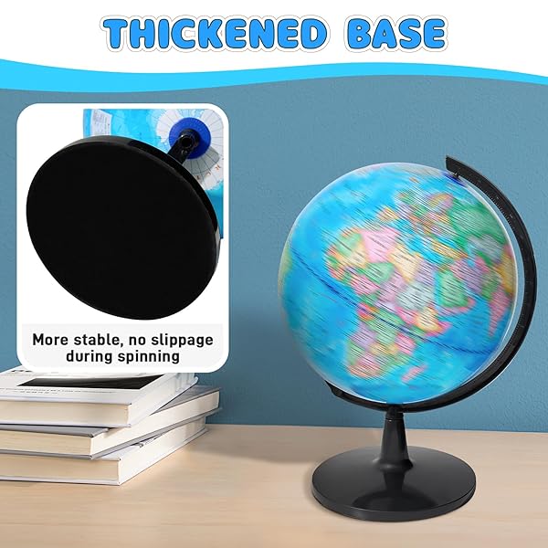 GOCHANGE World Globe for Kids, 8 inch 360° Spinning Globe, Stimulate Age 4+ Children's Geographical Interest, Thickened Base More Stable & No assembly required - Image 3