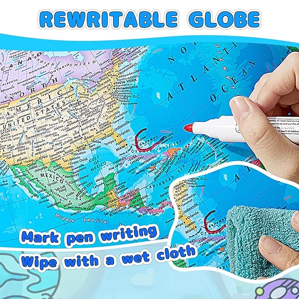 GOCHANGE World Globe for Kids, 8 inch 360° Spinning Globe, Stimulate Age 4+ Children's Geographical Interest, Thickened Base More Stable & No assembly required - Image 5