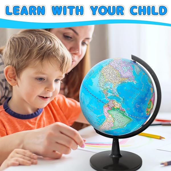 GOCHANGE World Globe for Kids, 8 inch 360° Spinning Globe, Stimulate Age 4+ Children's Geographical Interest, Thickened Base More Stable & No assembly required - Image 7