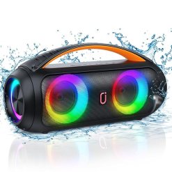 JYX D16 Portable Bluetooth Speaker, 40W Large Boombox With Deep Bass, Outdoor Wireless Speaker With Disco Lights for Party, Bluetooth 5.0, IP65 Water Resistance, TWS