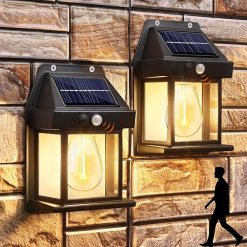 Joomer Solar Wall Lights Outdoor 2PACK ,Solar Wall Lantern with 3 Modes & Motion Sensor,Dusk to Dawn Porch Lights Fixture,Waterproof Exterior Lighting with Clear Panel for Entryway Front Door