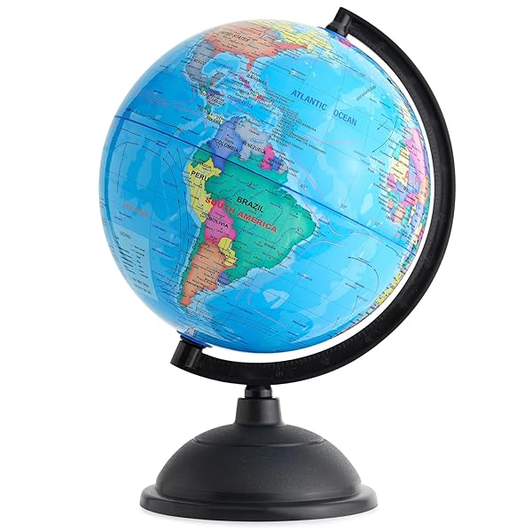 Juvale 8 Inch World Perfect Spinning Globe for Kids, Geography Students, Teachers and More, Blue