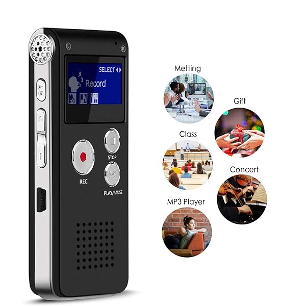 KDRose Digital Voice Recorder Voice Activated for Lectures,Meetings&Class,Portable 8GB Digital Activate Audio Tape Recording Device with Double Sensitive Microphone&MP3 Playback - Image 8