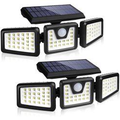 KIBTOY Solar Security Light Motion Sensor, 70 LED Solar Lights Outdoor, 360° Wide Lighting Angle IP65 Waterproof, Solar Flood Lights for Front Door, Yard, Garage, Sidewalk, Pathway (2 Pack)