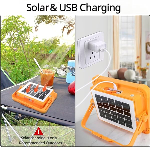 Solar LED Rechargeable Work Light - Portable Emergency Light with 5 Lighting Modes - Power Bank LED Flood Spotlight Lamp for Garage, Hiking, Yard, Outdoor, Car Repairing, Fishing - Image 4