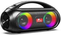 NJSJ Portable Bluetooth Speaker with Deep Bass,40W IPX6 Waterproof Bluetooth Speakers,Outdoor Wireless Speaker RGB Lights,12H Playtime/Power Bank/USB/AUX for Party