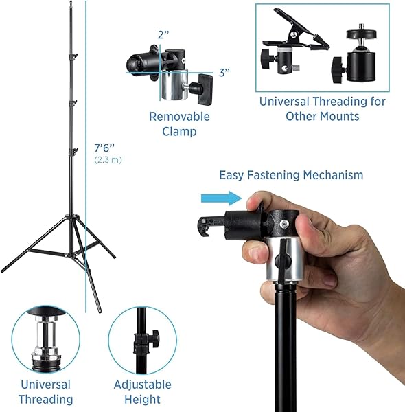 RigWig Fovitec StudioPro 7'6" Pop Out Muslin Backdrop & Reflector Clip Background Stand - Image 3