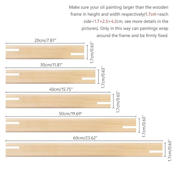 Solid Canvas Stretcher Frames, Premium Pine Wood Strips Bar Set, for Oil Paintings Poster Prints, DIY Arts Accessory Materials Supply, 20"x24"/50x60cm - Image 7