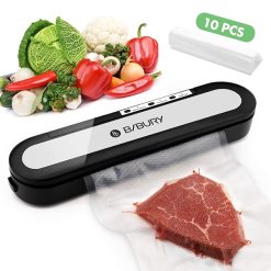 Vacuum Sealer, BIBURY Food Saver Vacuum Sealer Machine for Dry and Moist Food, One-Touch Sealing Vacuum Sealer Machine for Food Storage with 10pcs Vacuum Sealer Bags