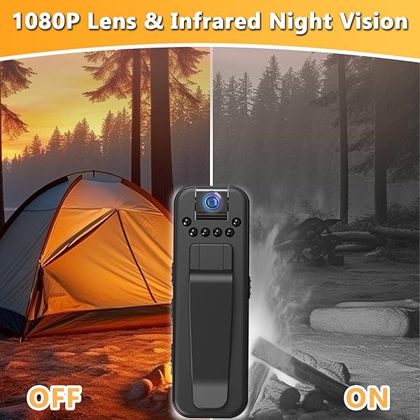 WFULM Body Camera HD 1080P Mini Video Recorder with Night Vision Wearable Camcorder with 180° Rotatable Lens and Sturdy Clips Security Cam for Home, Outdoor, Cycling, Delivery - Image 5
