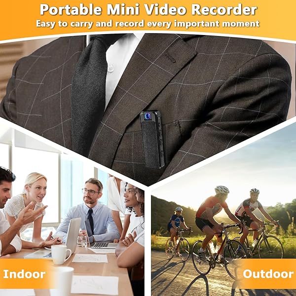 WFULM Body Camera HD 1080P Mini Video Recorder with Night Vision Wearable Camcorder with 180° Rotatable Lens and Sturdy Clips Security Cam for Home, Outdoor, Cycling, Delivery - Image 6