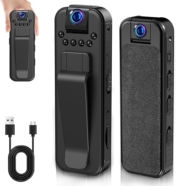 WFULM Body Camera HD 1080P Mini Video Recorder with Night Vision Wearable Camcorder with 180° Rotatable Lens and Sturdy Clips Security Cam for Home, Outdoor, Cycling, Delivery